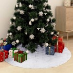 vidaXL Covor fustă brad Crăciun, alb, 90 cm, blană artificială vidaXL Covor fustă brad Crăciun, alb, 90 cm, blană artificială