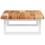 vidaXL Raft pentru lavoar montat pe perete, oțel și lemn masiv acacia