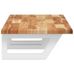 vidaXL Raft pentru lavoar montat pe perete, oțel și lemn masiv acacia