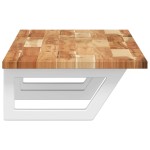 vidaXL Raft pentru lavoar montat pe perete, oțel și lemn masiv acacia