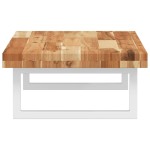 vidaXL Raft pentru lavoar montat pe perete, oțel și lemn masiv acacia