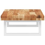 vidaXL Raft pentru lavoar montat pe perete, oțel și lemn masiv acacia