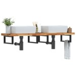 vidaXL Raft pentru lavoar montat pe perete, oțel și lemn masiv acacia