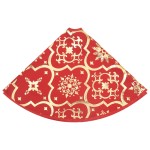 vidaXL Covor fustă de brad Crăciun cu șosetă, roșu, 90 cm, țesătură vidaXL Covor fustă de brad Crăciun cu șosetă, roșu, 90 cm, țesătură