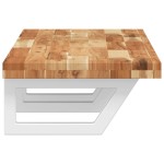 vidaXL Raft pentru lavoar montat pe perete, oțel și lemn masiv acacia