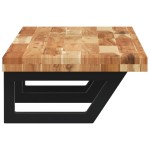 vidaXL Raft pentru lavoar montat pe perete, oțel și lemn masiv acacia