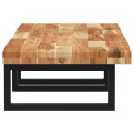 vidaXL Raft pentru lavoar montat pe perete, oțel și lemn masiv acacia