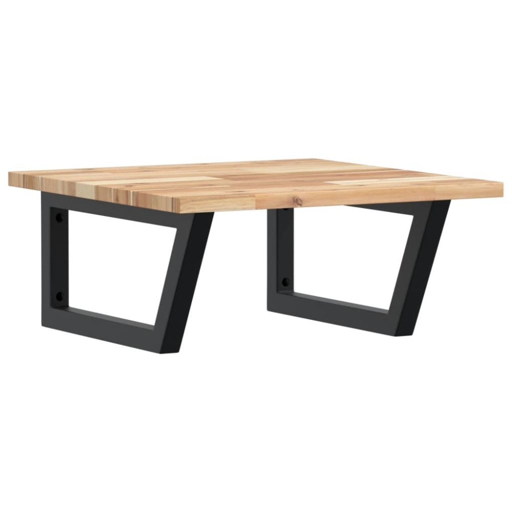 vidaXL Raft pentru lavoar montat pe perete, oțel și lemn masiv acacia