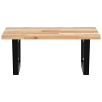 vidaXL Raft pentru lavoar montat pe perete, oțel și lemn masiv acacia