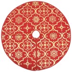 vidaXL Covor fustă de brad Crăciun cu șosetă, roșu, 150 cm, țesătură vidaXL Covor fustă de brad Crăciun cu șosetă, roșu, 150 cm, țesătură
