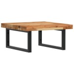 vidaXL Raft pentru lavoar montat pe perete, oțel și lemn masiv acacia