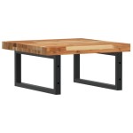 vidaXL Raft pentru lavoar montat pe perete, oțel și lemn masiv acacia