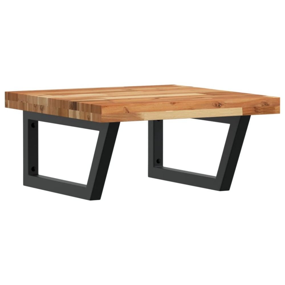 vidaXL Raft pentru lavoar montat pe perete, oțel și lemn masiv acacia