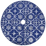 vidaXL Covor fustă de brad Crăciun cu șosetă albastru 122 cm țesătură vidaXL Covor fustă de brad Crăciun cu șosetă albastru 122 cm țesătură