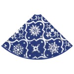 vidaXL Covor fustă de brad Crăciun cu șosetă albastru 122 cm țesătură vidaXL Covor fustă de brad Crăciun cu șosetă albastru 122 cm țesătură