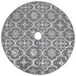 vidaXL Covor fustă de brad Crăciun cu șosetă, gri, 90 cm, țesătură vidaXL Covor fustă de brad Crăciun cu șosetă, gri, 90 cm, țesătură