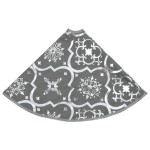 vidaXL Covor fustă de brad Crăciun cu șosetă, gri, 90 cm, țesătură vidaXL Covor fustă de brad Crăciun cu șosetă, gri, 90 cm, țesătură