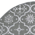 vidaXL Covor fustă de brad Crăciun cu șosetă, gri, 90 cm, țesătură vidaXL Covor fustă de brad Crăciun cu șosetă, gri, 90 cm, țesătură