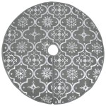 vidaXL Covor fustă de brad Crăciun cu șosetă, gri, 122 cm, țesătură vidaXL Covor fustă de brad Crăciun cu șosetă, gri, 122 cm, țesătură