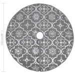 vidaXL Covor fustă de brad Crăciun cu șosetă, gri, 122 cm, țesătură vidaXL Covor fustă de brad Crăciun cu șosetă, gri, 122 cm, țesătură