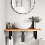 vidaXL Raft pentru lavoar montat pe perete, oțel și lemn masiv acacia