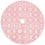 vidaXL Covor fustă de brad Crăciun cu șosetă, roz, 150 cm, țesătură vidaXL Covor fustă de brad Crăciun cu șosetă, roz, 150 cm, țesătură
