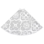 vidaXL Covor fustă de brad Crăciun cu șosetă, alb, 90 cm, țesătură vidaXL Covor fustă de brad Crăciun cu șosetă, alb, 90 cm, țesătură