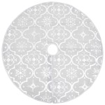 vidaXL Covor fustă de brad Crăciun cu șosetă, alb, 122 cm, țesătură vidaXL Covor fustă de brad Crăciun cu șosetă, alb, 122 cm, țesătură