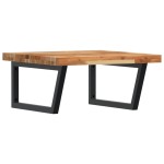 vidaXL Raft pentru lavoar montat pe perete, oțel și lemn masiv acacia