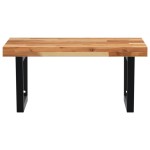 vidaXL Raft pentru lavoar montat pe perete, oțel și lemn masiv acacia