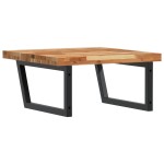 vidaXL Raft pentru lavoar montat pe perete, oțel și lemn masiv acacia