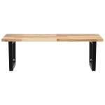 vidaXL Raft pentru lavoar montat pe perete, oțel și lemn masiv acacia