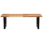 vidaXL Raft pentru lavoar montat pe perete, oțel și lemn masiv acacia