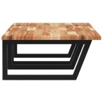 vidaXL Raft pentru lavoar montat pe perete, oțel și lemn masiv acacia