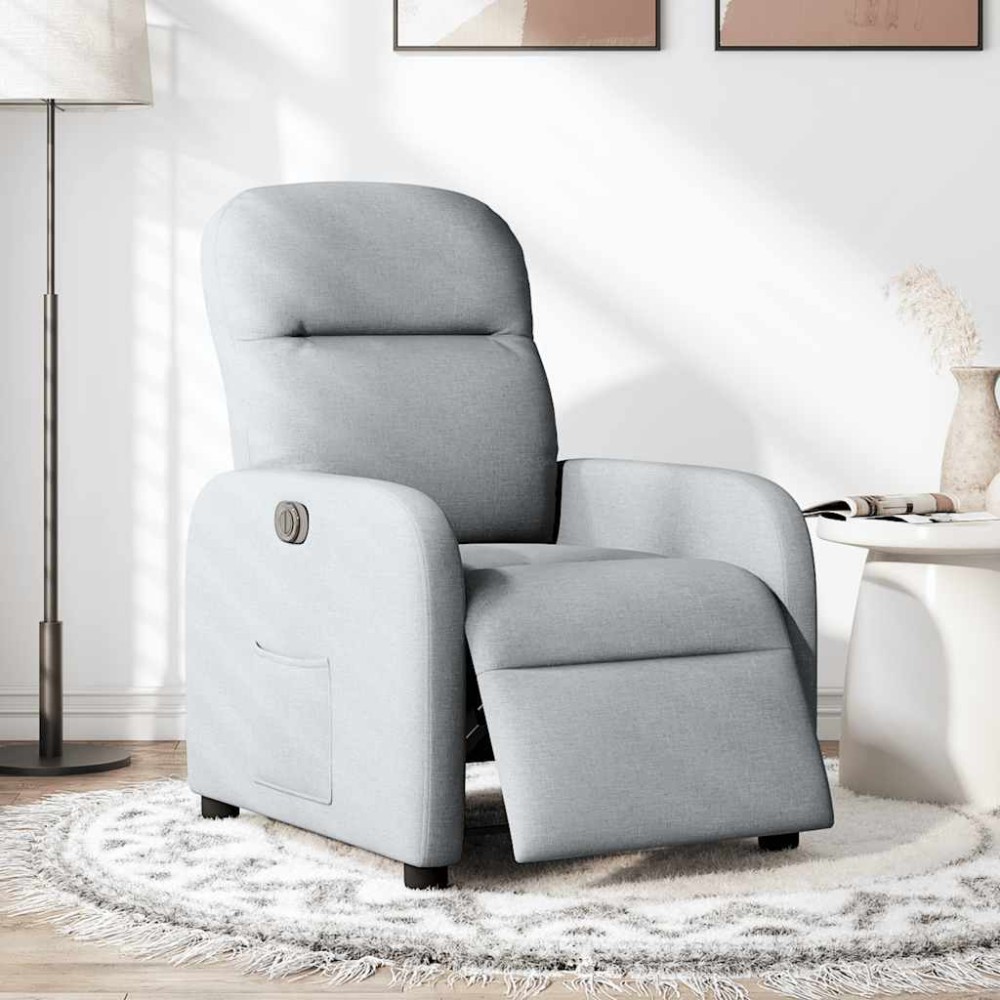 vidaXL Fotoliu rabatabil electric, gri deschis, textil