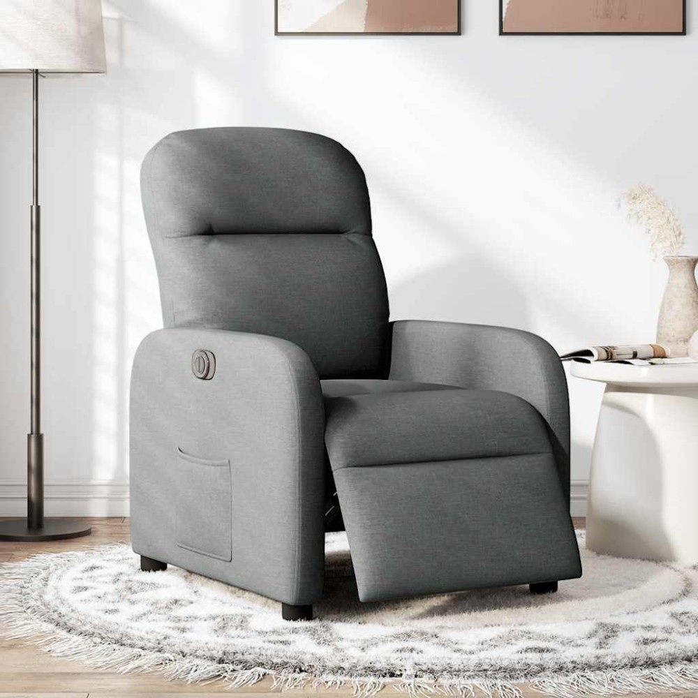 vidaXL Fotoliu rabatabil electric, gri închis, material textil