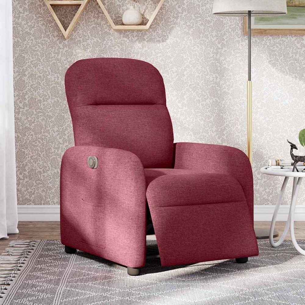 vidaXL Fotoliu rabatabil electric, roșu vin, material textil