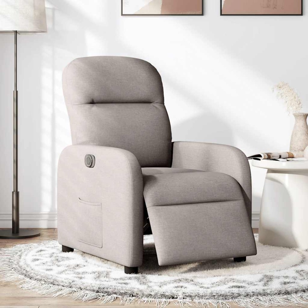 vidaXL Fotoliu rabatabil electric, gri taupe, material textil