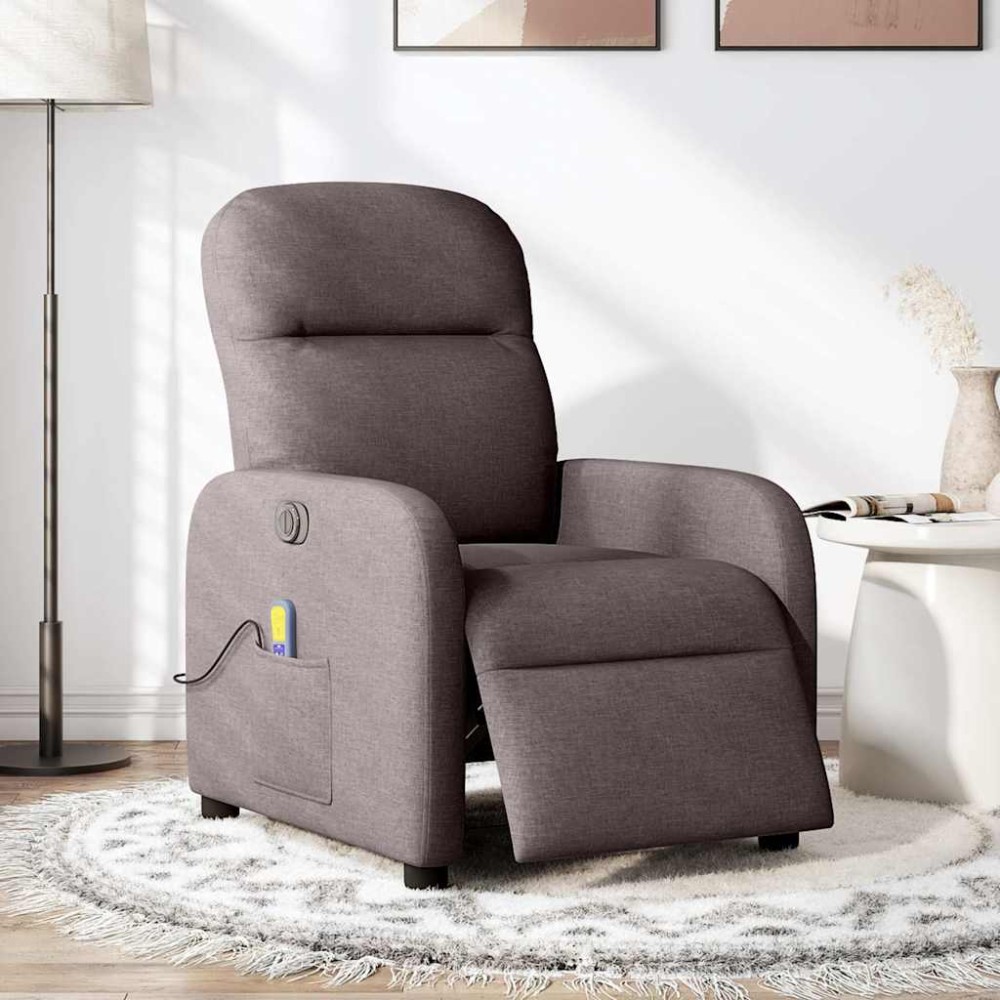 vidaXL Fotoliu electric de masaj rabatabil, maro închis, textil