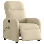 vidaXL Fotoliu electric de masaj rabatabil, crem, textil