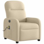vidaXL Fotoliu electric de masaj rabatabil, crem, textil