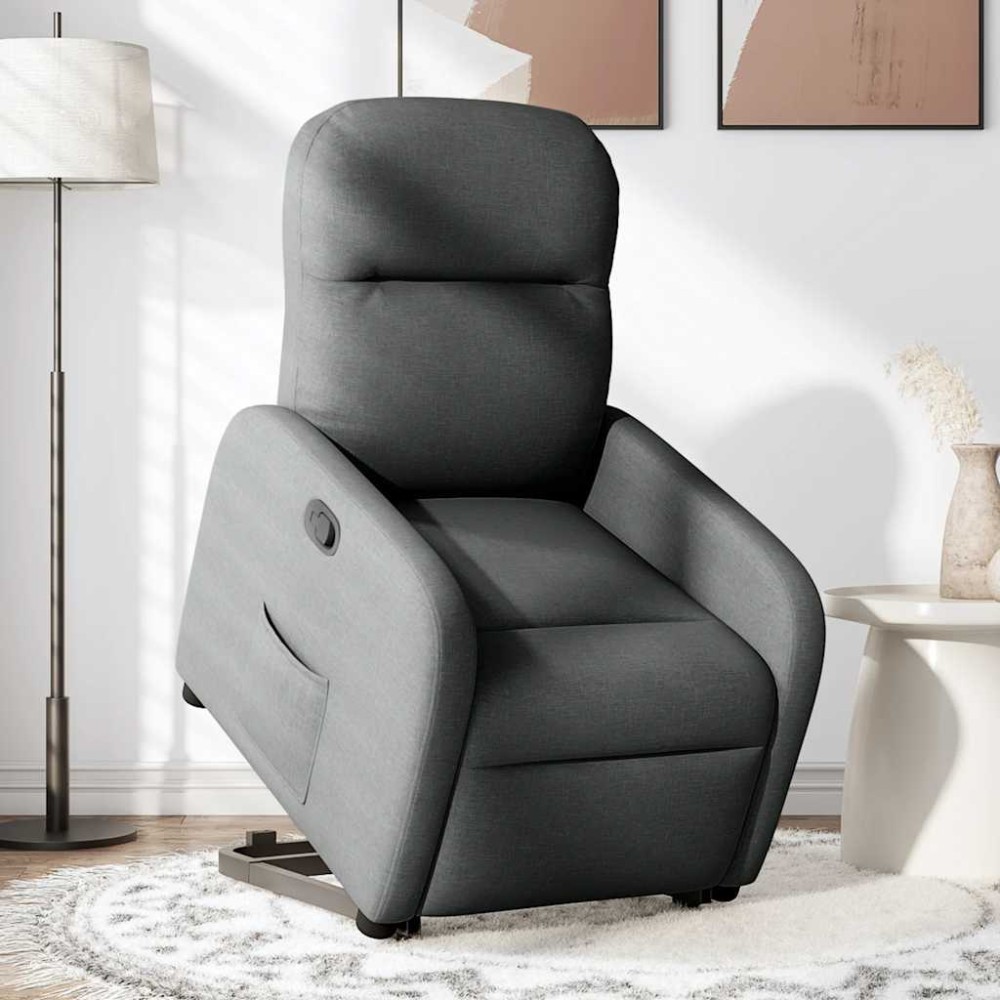 vidaXL Fotoliu rabatabil cu ridicare pe verticală, gri închis, textil