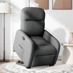 vidaXL Fotoliu rabatabil cu ridicare pe verticală, gri închis, textil
