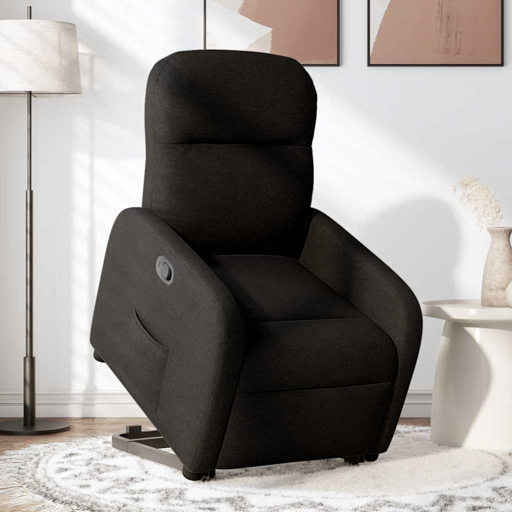 vidaXL Fotoliu rabatabil cu ridicare pe verticală, negru, textil