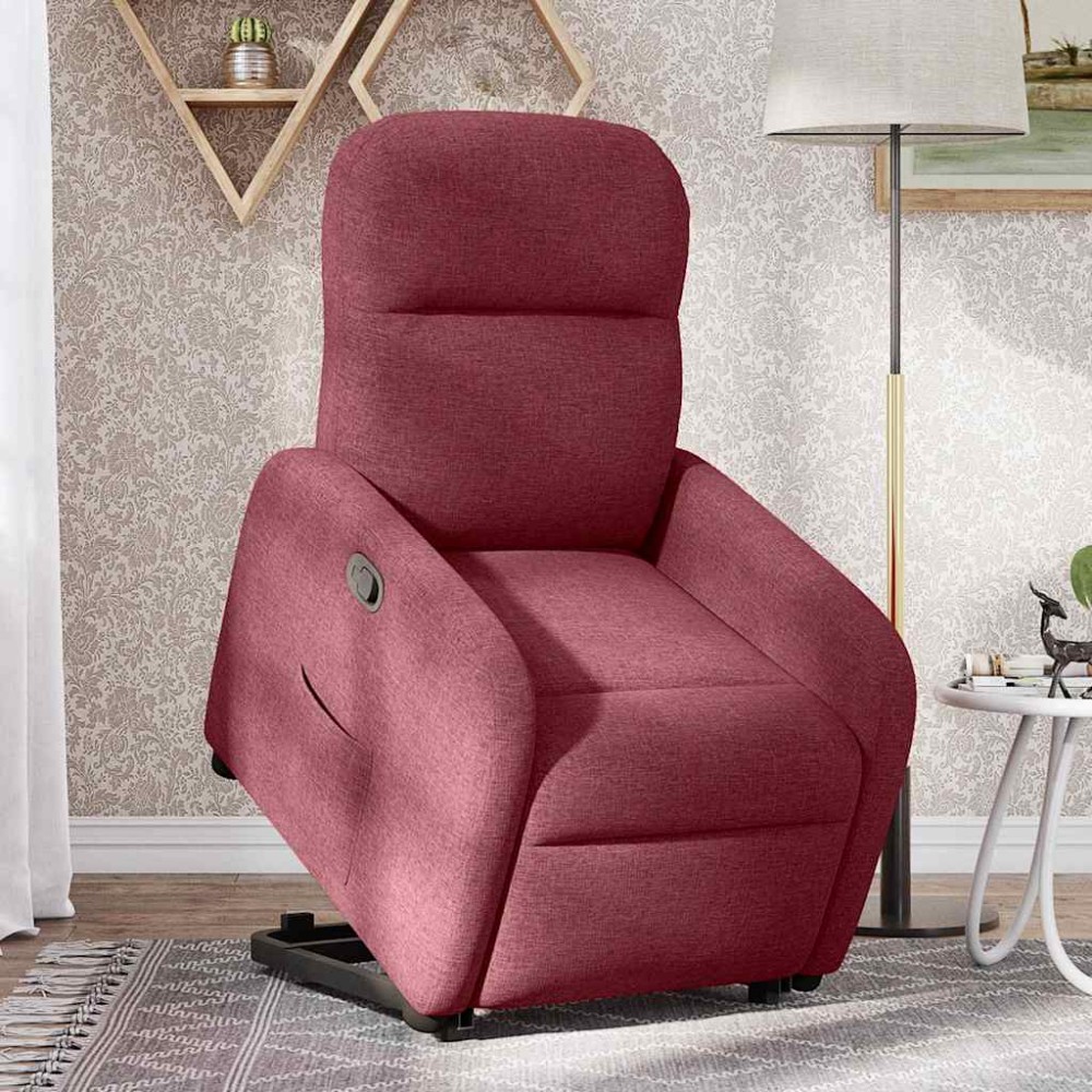 vidaXL Fotoliu rabatabil cu ridicare, roșu vin, material textil