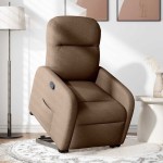 vidaXL Fotoliu rabatabil cu ridicare pe verticală, maro, textil