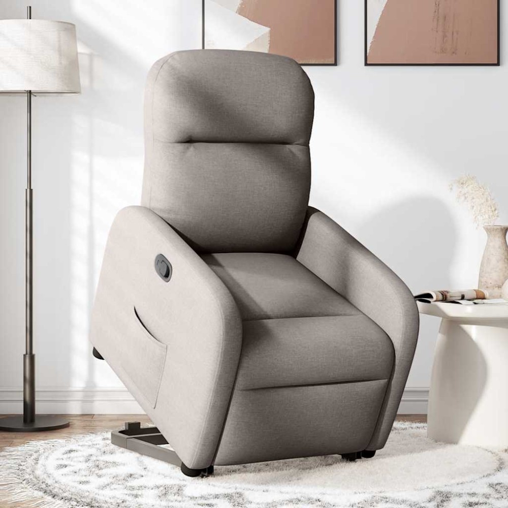 vidaXL Fotoliu rabatabil cu ridicare pe verticală, gri taupe, textil