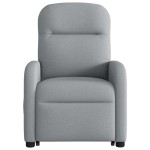 vidaXL Fotoliu de masaj rabatabil cu ridicare, gri deschis, textil vidaXL Fotoliu de masaj rabatabil cu ridicare, gri deschis, textil