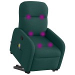 vidaXL Fotoliu rabatabil de masaj, cu ridicare, verde închis, textil
