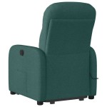 vidaXL Fotoliu rabatabil de masaj, cu ridicare, verde închis, textil